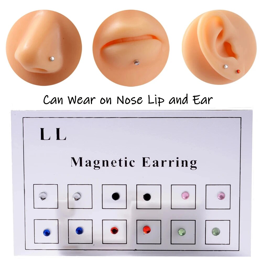 Body Jewelry Labret - 12PCS/Card Fake Cheater Non Pierced Magnet