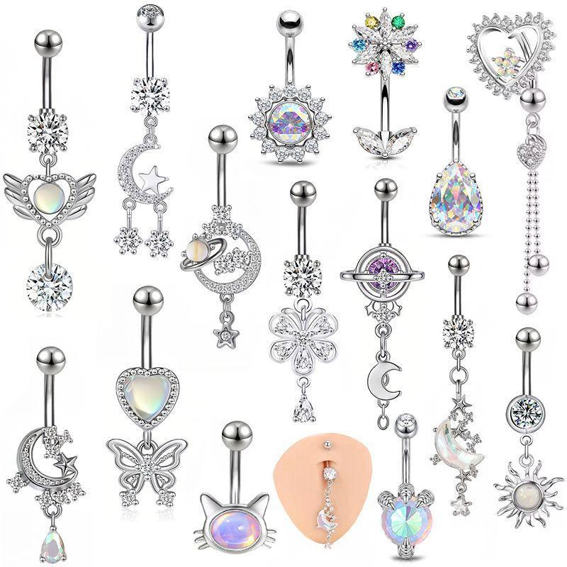 Body Jewelry Belly Button Rings - Colorful Y2K Stainless Steel Zircon Planet