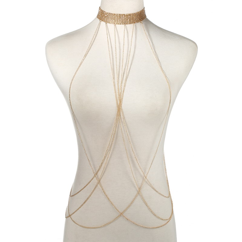 Body Jewelry Rhinestone - Gold Color Body Chain Women Rhinestone