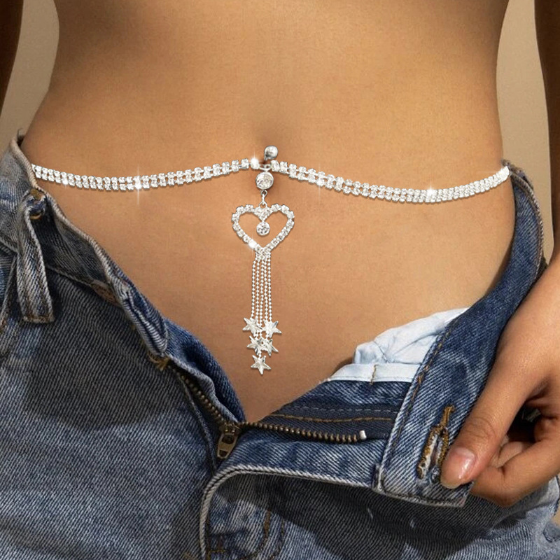 Body Jewelry Belly Button Rings - GLAMing Boho Heart Dangle Rhinestone Piercing