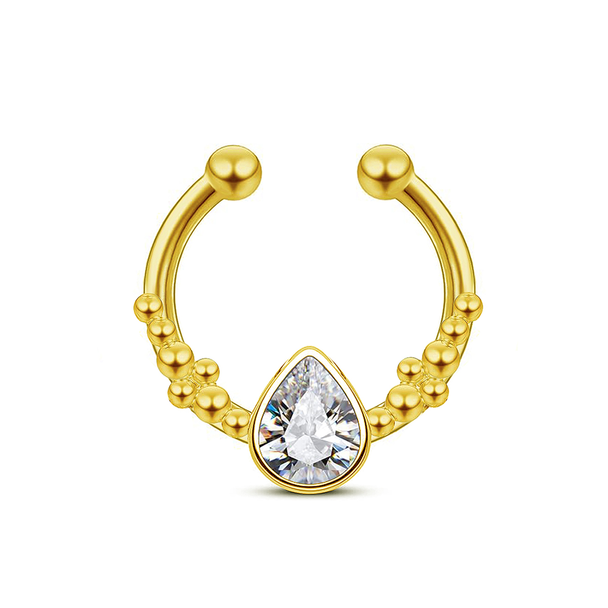 Body Jewelry Nose Ring - Stainless Steel Horseshoe Water Drop False