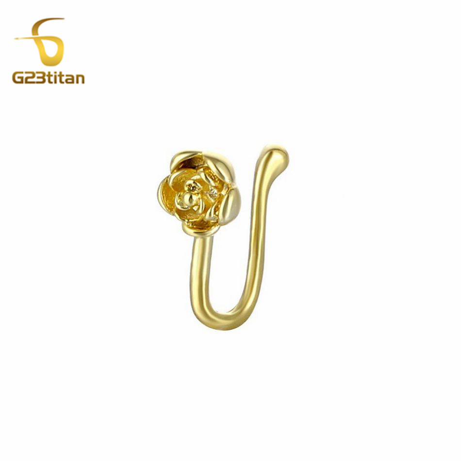Body Jewelry Nose Ring - 1pc Crystal Copper Rose Nose Clip