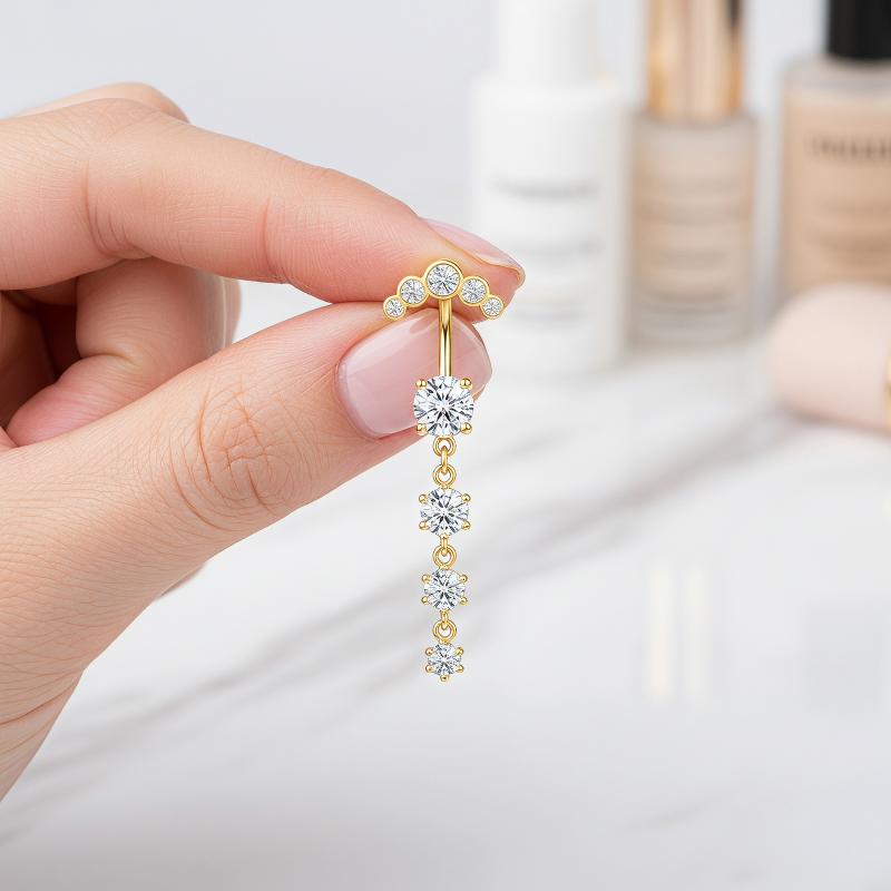 5 Pcs Fashion Rhinestones Bell - Body Jewelry Belly Button Rings recension och pris