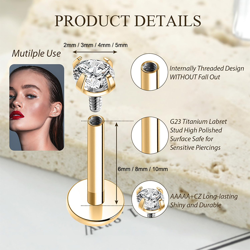 16G Titanium Internally Thread - Body Jewelry Labret recension och pris