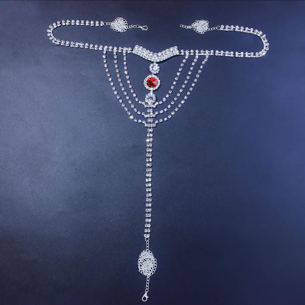 Sexy Body Chain Lingerie Red C - Body Jewelry Rhinestone recension och pris