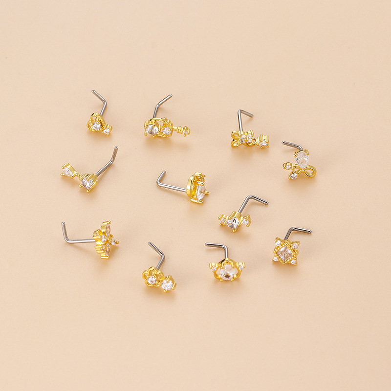 20G L-Shaped Cubic Zircon Nose - Body Jewelry Nose Ring recension och pris