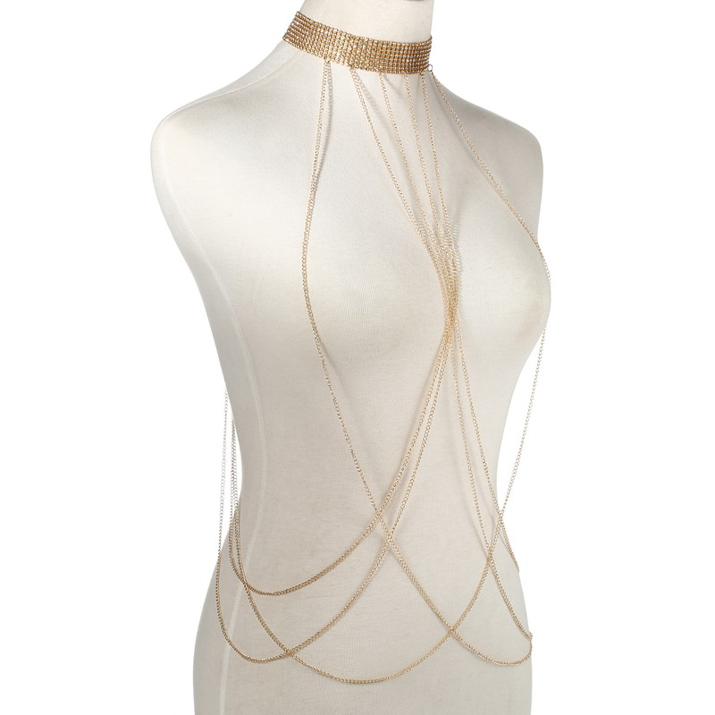 Gold Color Body Chain Women  R - Body Jewelry Rhinestone recension och pris