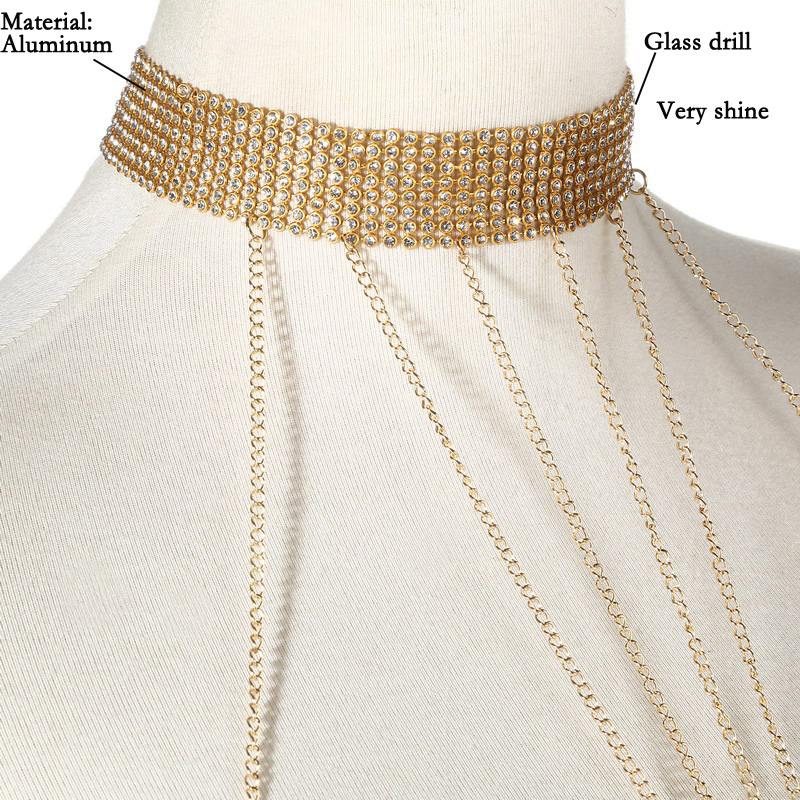 Gold Color Body Chain Women  R - Body Jewelry Rhinestone recension och pris