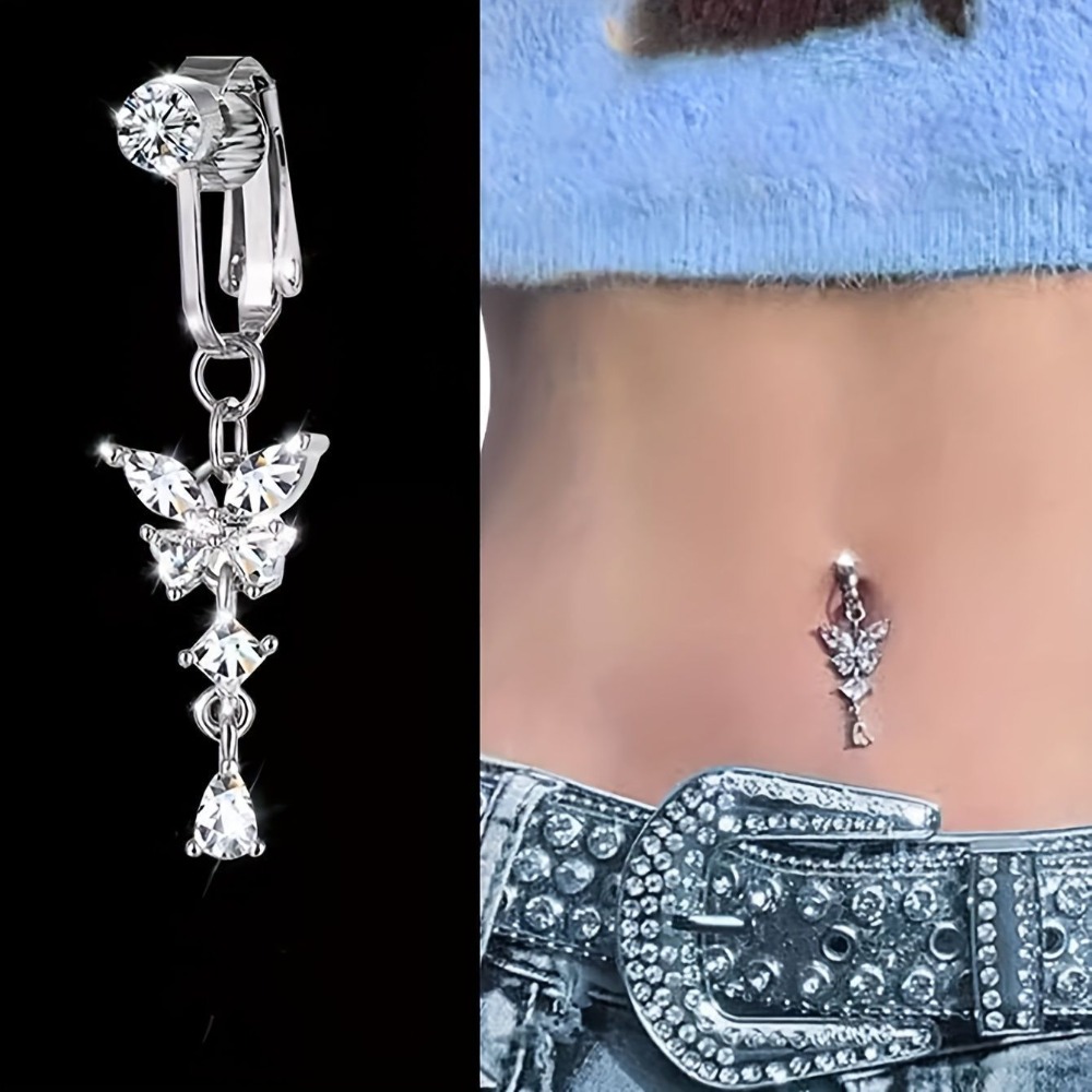 Butterfly Design Clip On Belly - Body Jewelry Belly Button Rings recension och pris