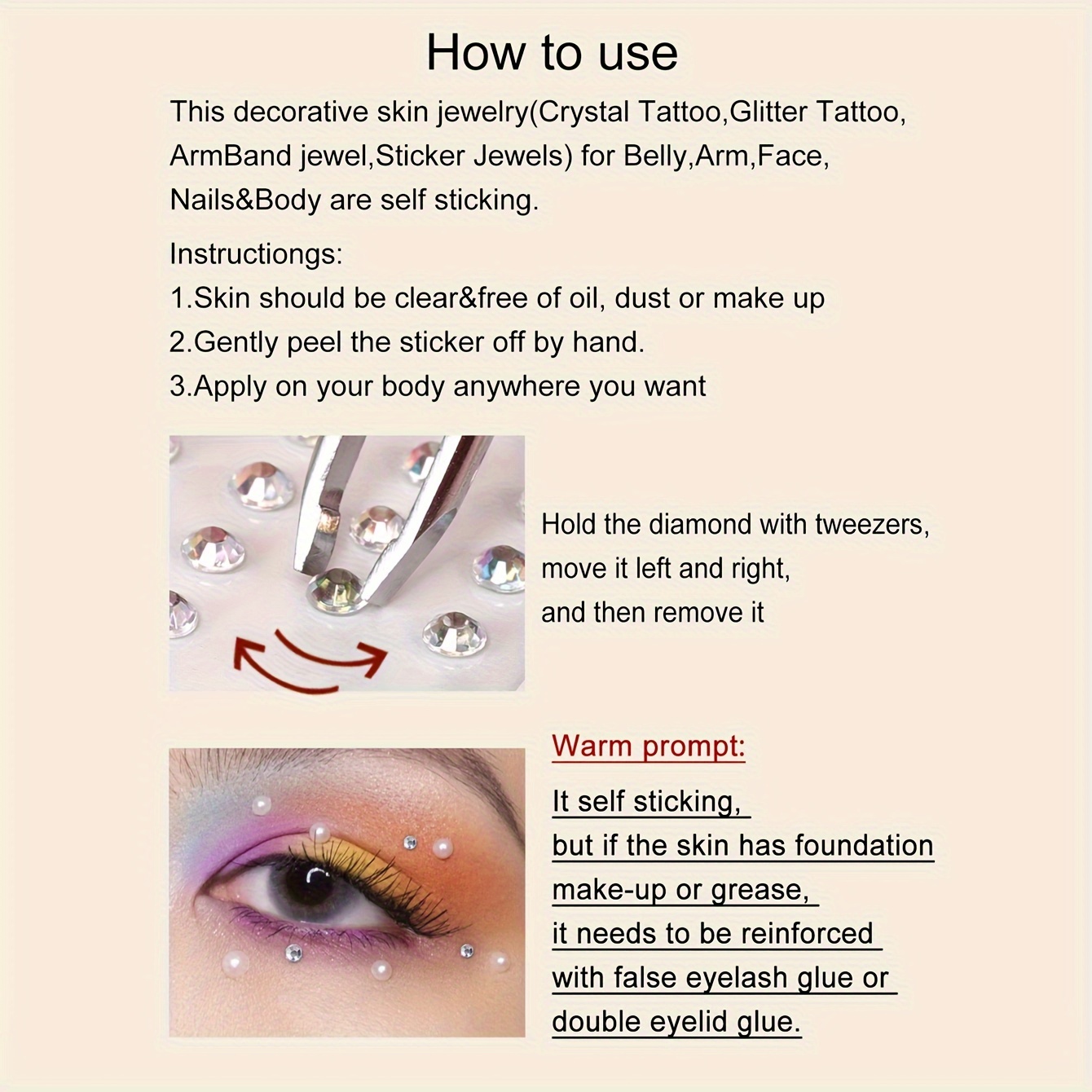 Fake Pearl Women Three-Dimensi - Body Jewelry Stickers recension och pris