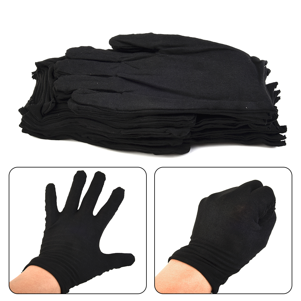 12 Pairs Black Cotton Gloves S - Body Jewelry Websites recension och pris