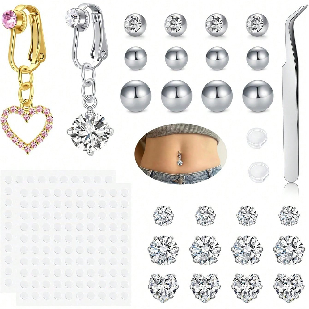 Gold Fake Belly Piercing Cubic - Body Jewelry Belly Button Rings recension och pris