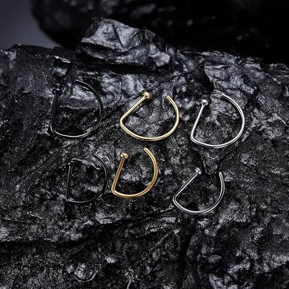 4 Pack Non Piercing D-Shaped N - Body Jewelry Nose Ring recension och pris