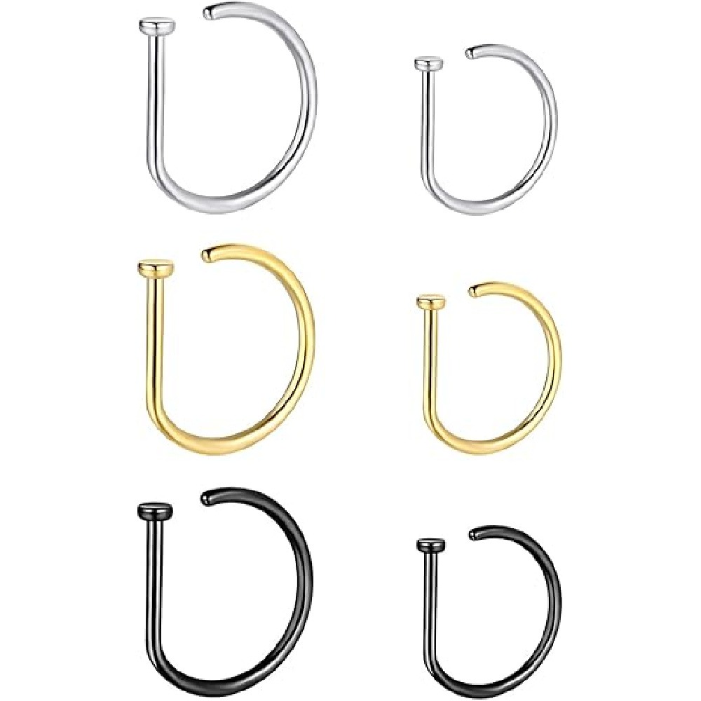 4 Pack Non Piercing D-Shaped N - Body Jewelry Nose Ring recension och pris