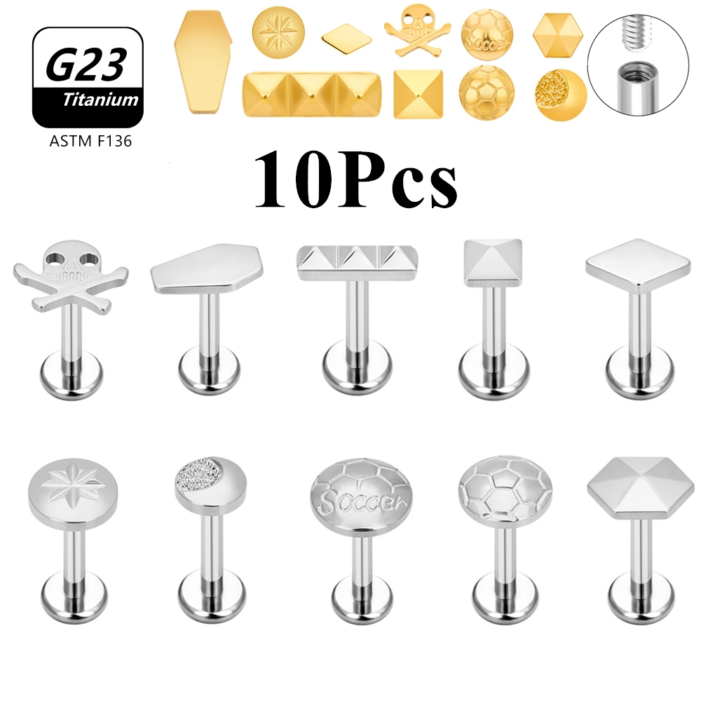 10PCS 16G G23 Titanium Stud Sk - Body Jewelry Labret recension och pris
