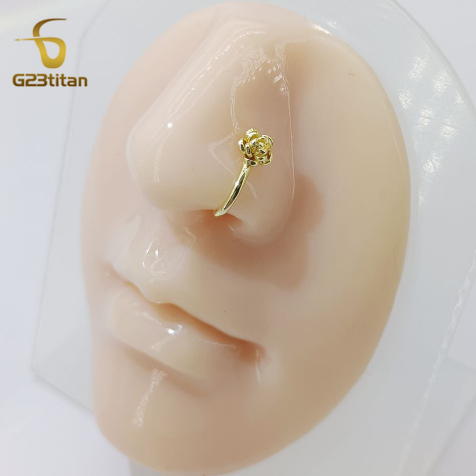 1pc Crystal Copper Rose Nose C - Body Jewelry Nose Ring recension och pris