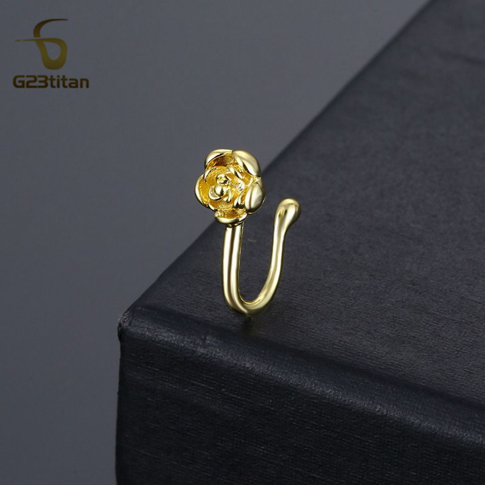 1pc Crystal Copper Rose Nose C - Body Jewelry Nose Ring recension och pris