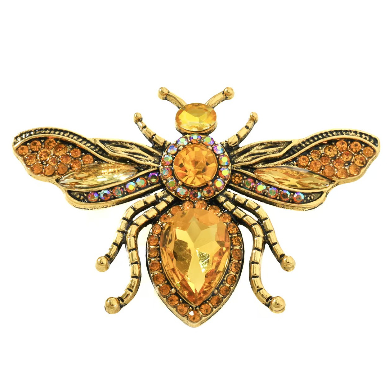 Retro gold bee brooch, yellow  - Body Jewelry Websites recension och pris